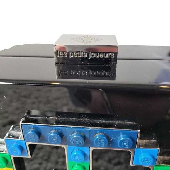 Les Petits Joueurs Lego Peace Sign Black Acrylic Clutch Bag Purse - Picture 3 of 16